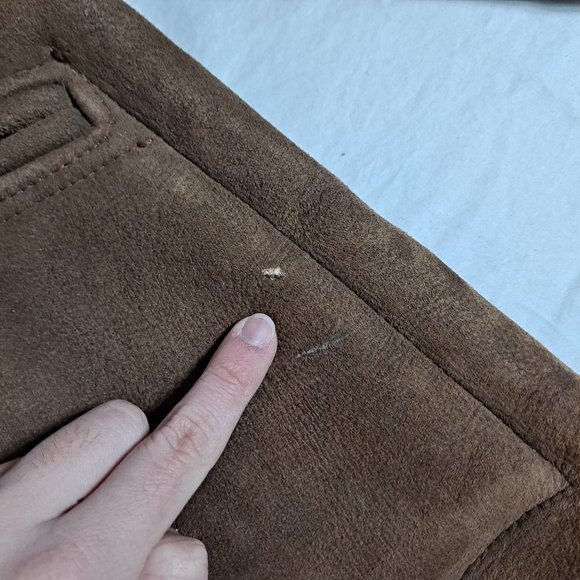 Vintage Sheepskin Coat Woman XL Real Sueded Brown Beige Button Front Western - Picture 8 of 12